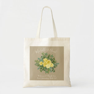Yellow Vintage Rose Elegant Wedding Tote Bag