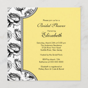 Yellow Vintage Roses Bridal Shower Invitation