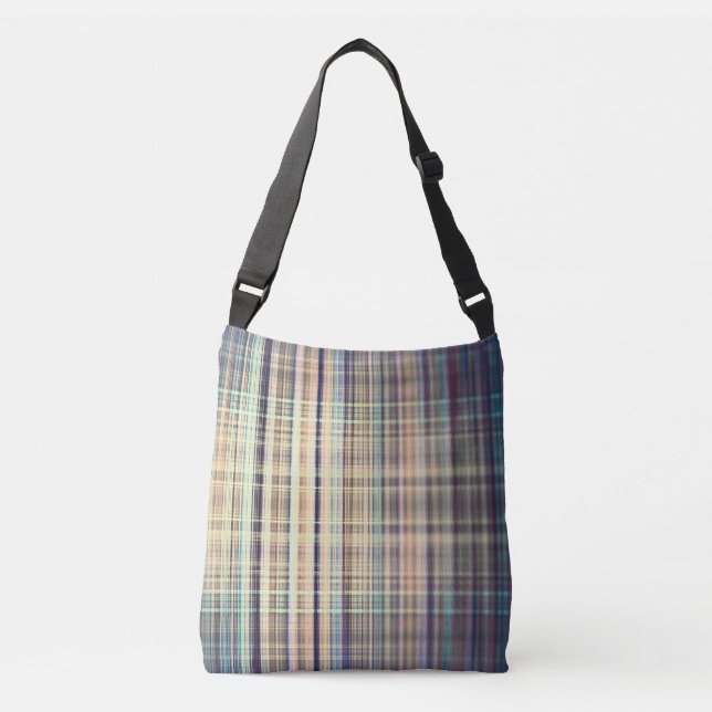 Yellow vintage rough stripes pattern crossbody bag (Front)