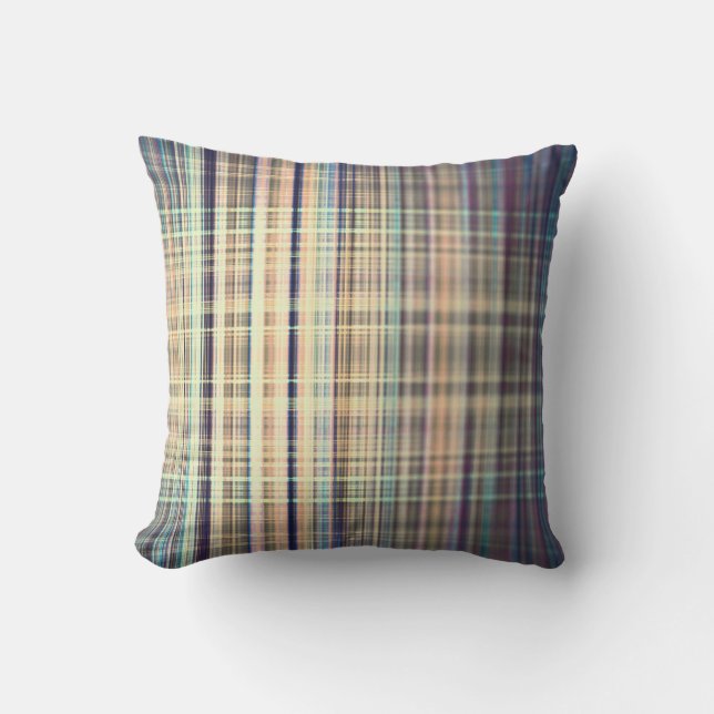 Yellow vintage rough stripes pattern cushion (Front)