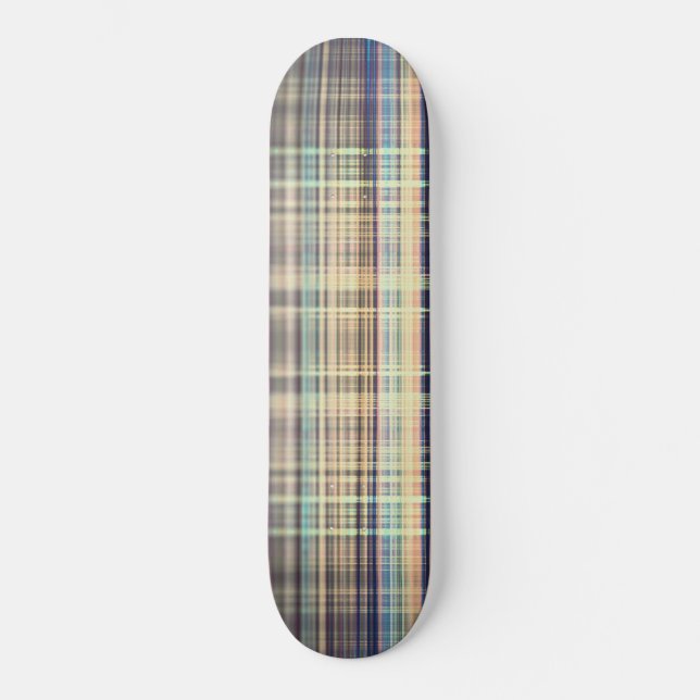 Yellow vintage rough stripes pattern skateboard (Front)
