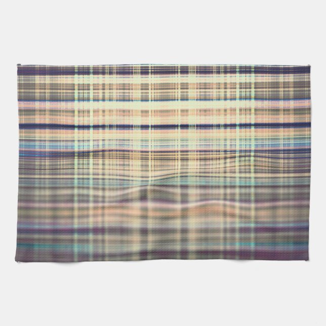 Yellow vintage rough stripes pattern tea towel (Horizontal)
