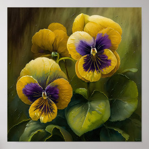 Yellow Violas Flower Art Print Poster