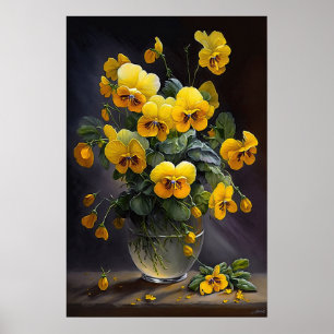Yellow Violas Flower Art Print Poster