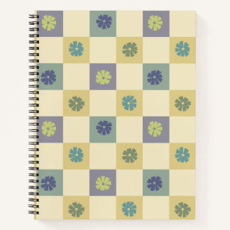 Yellow violet flower checks notebook