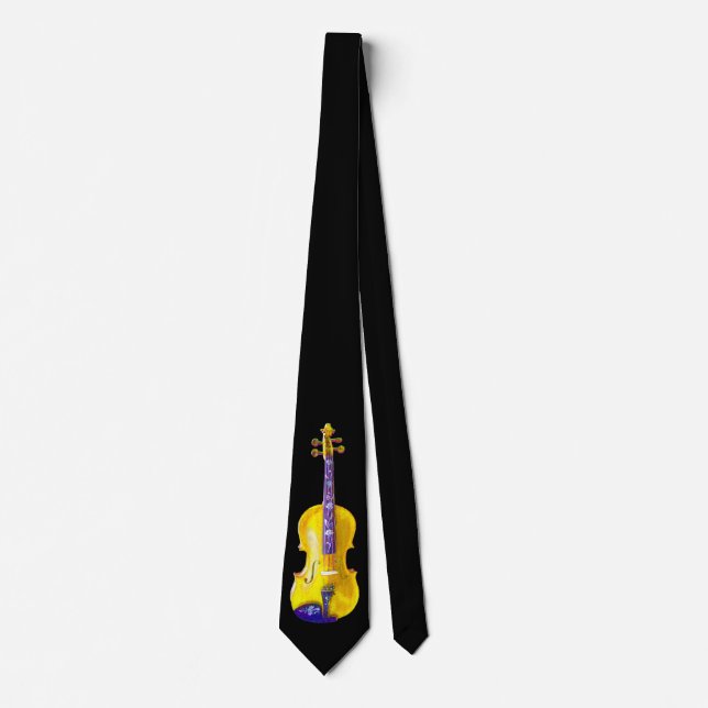 YELLOW VIOLIN-TIE-ON BLACK TIE (Front)