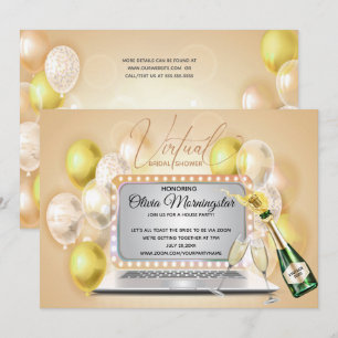 Yellow Virtual Bridal Shower Celebration Laptop Invitation