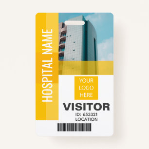 Yellow Visitor Bar Code, Logo ID ID Badge
