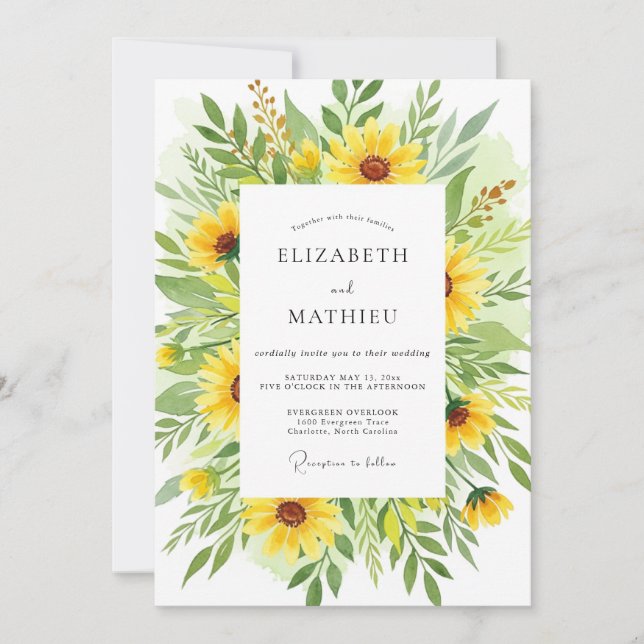 Yellow Vivid Bloom Wedding Invitation (Front)