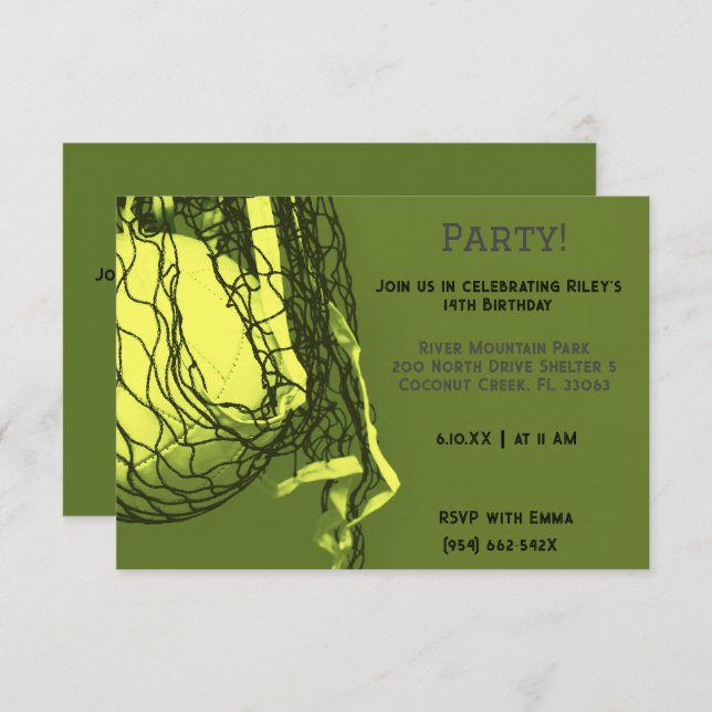 Yellow Volleyball Birthday  Invitation (Front/Back)