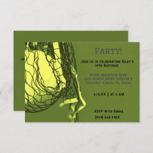 Yellow Volleyball Birthday  Invitation