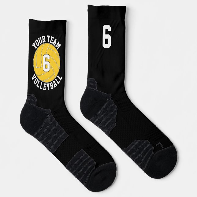 Yellow Volleyball Custom Team Name & Player Number Socks (Right)