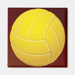 Yellow Volleyball Earthy Red Background Magnet