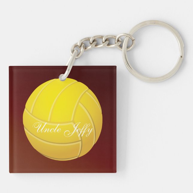 Yellow Volleyball Monogram Name Key Ring (Back)