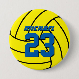Yellow Volleyball Sports Team Button Pin