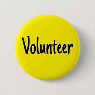 Yellow Volunteer 6 Cm Round Badge