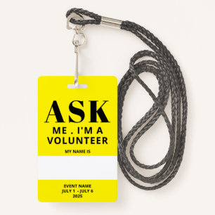 Yellow Volunteer Badge ID Badge