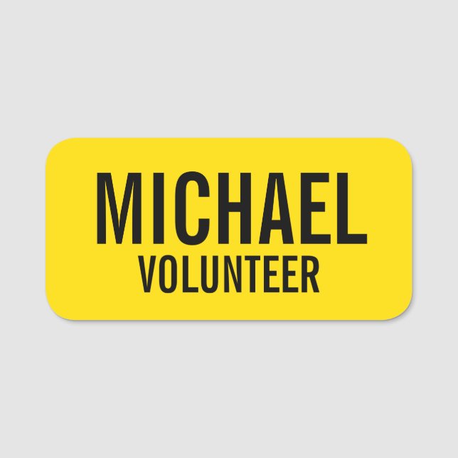 Yellow Volunteer Badge with Custom Name (Front)