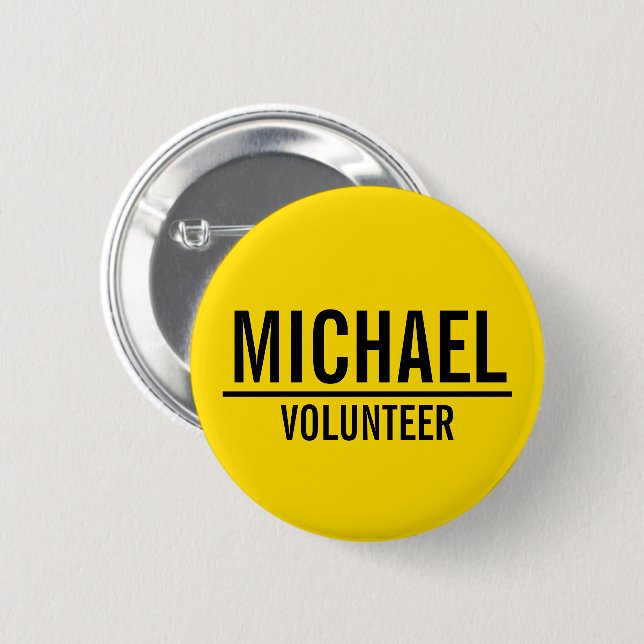 Yellow Volunteer Badge with Custom Name (Front & Back)