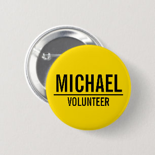 Yellow Volunteer Badge with Custom Name