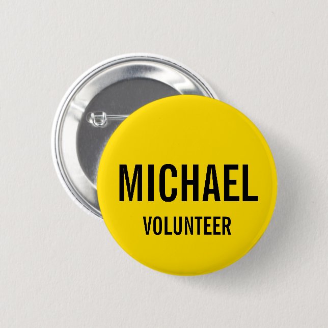 Yellow Volunteer Badge with Custom Name (Front & Back)