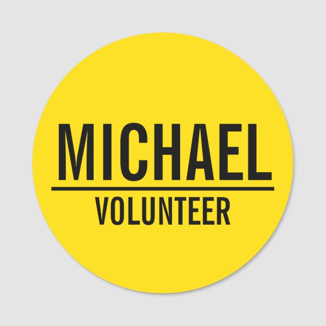 Yellow Volunteer Badge with Custom Name (Front)