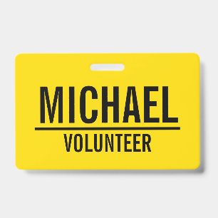 Yellow Volunteer Badge with Custom Name ID Badge