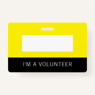 Yellow Volunteer Name Badge ID Badge