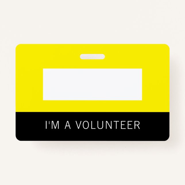 Yellow Volunteer Name Badge ID Badge (Front)