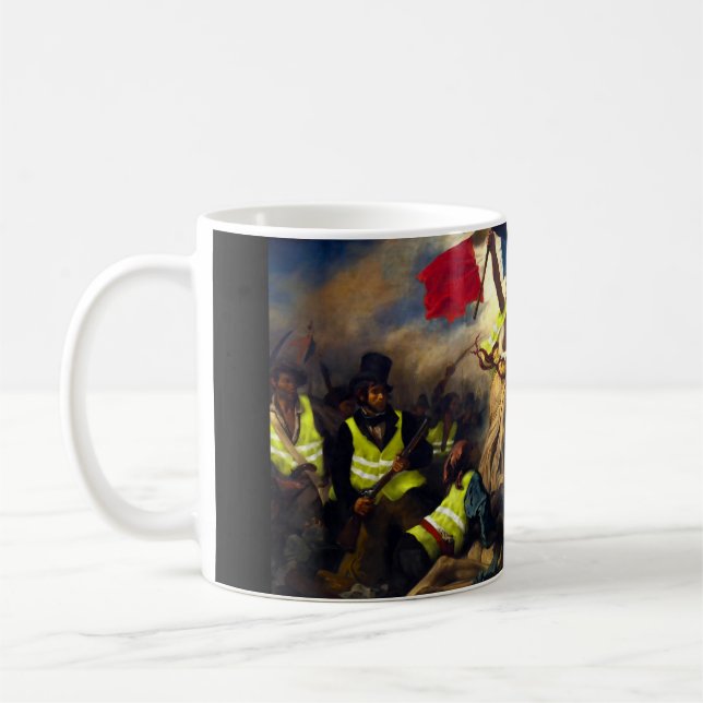 yellow waistcoat freedom guiding the people coffee mug (Left)