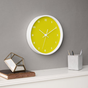 Yellow Wall Clock Custom Colours and Numbers Font