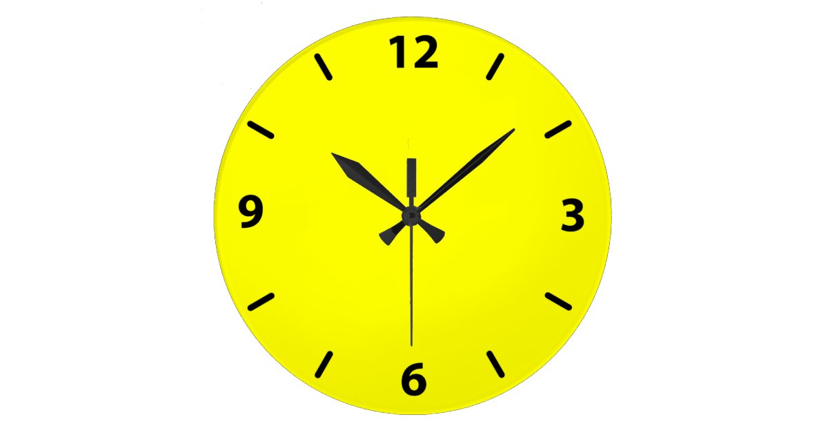 Yellow Wall Clock with Black Numbers Zazzle.co.uk