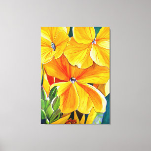 Yellow Wallflower watercolour flower art Canvas Print