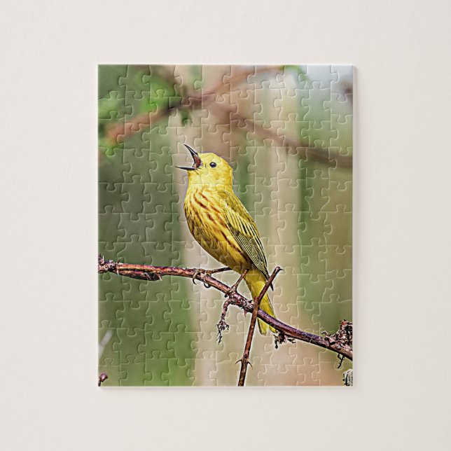 Yellow Warbler Singing Jigsaw Puzzle (Vertical)