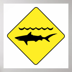 Yellow 'warning sharks' sign