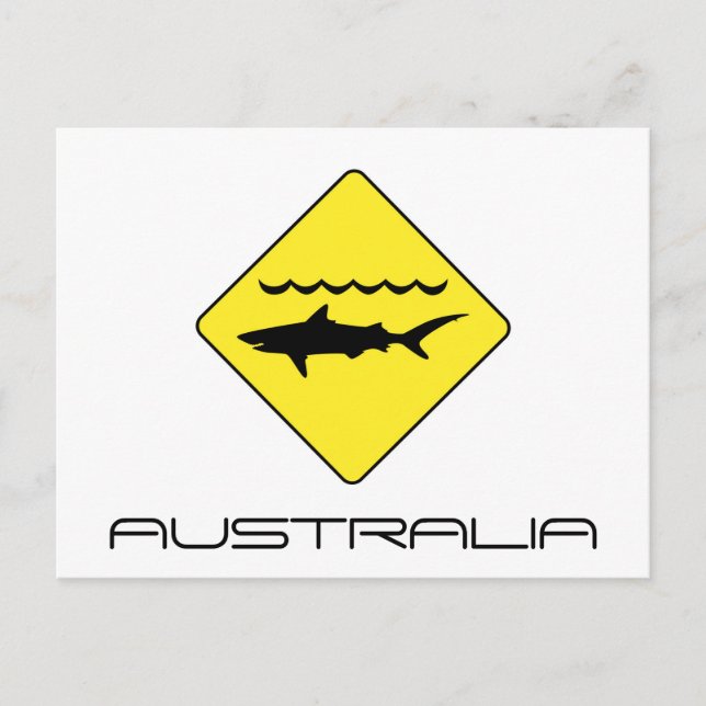 Yellow 'warning sharks' sign in Australia Postcard (Front)