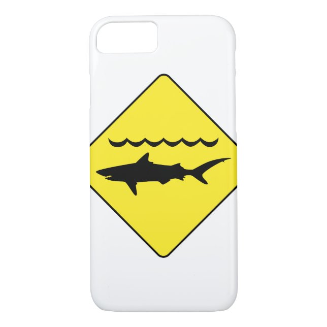 Yellow 'warning sharks' sign iphone 7 case (Back)