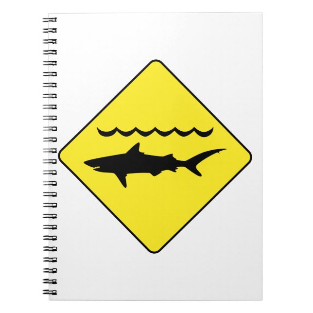 Yellow 'warning sharks' sign notebook (Front)