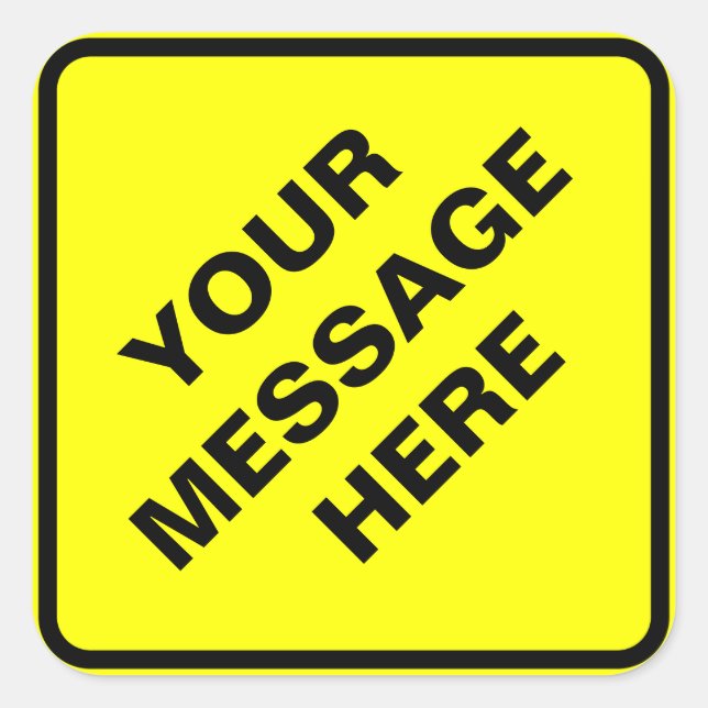 Yellow Warning sign Square Sticker (Front)