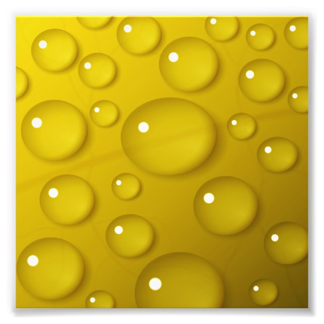 Yellow Water Drop Background Photo Print (Front)