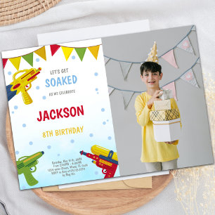 Yellow Water Gun Invitations with photo