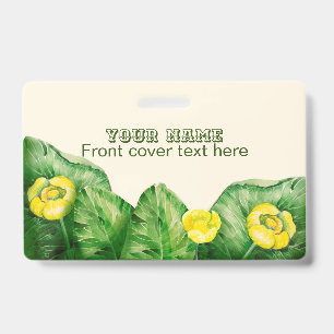 yellow water-lily watercolor ID badge