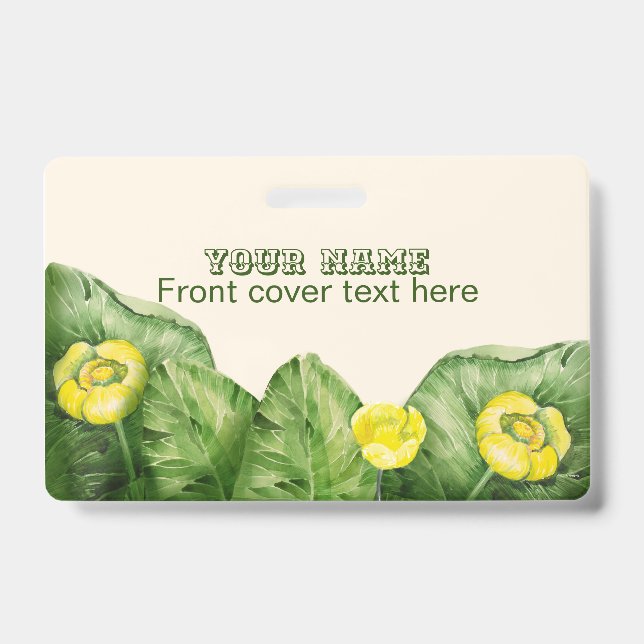 yellow water-lily watercolor ID badge (Front)