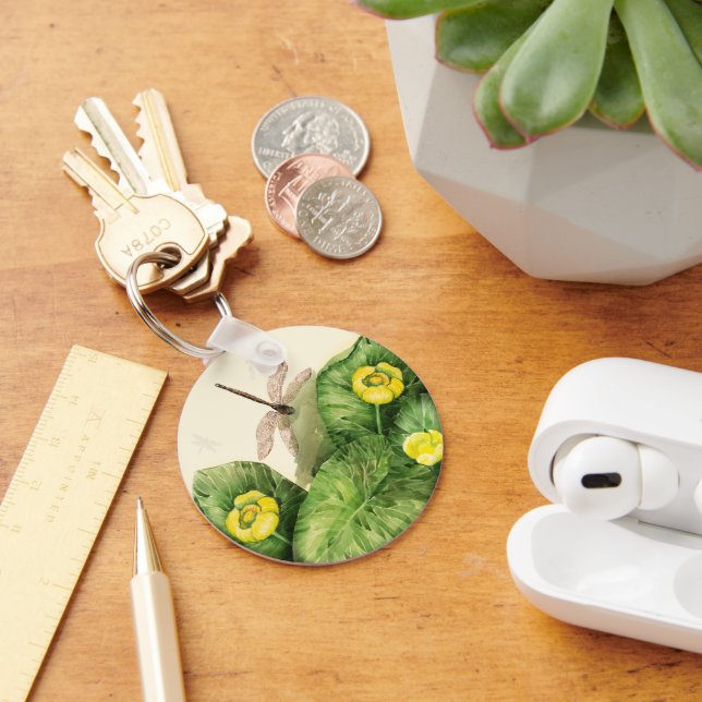 yellow water-lily watercolor   key ring (Desk)