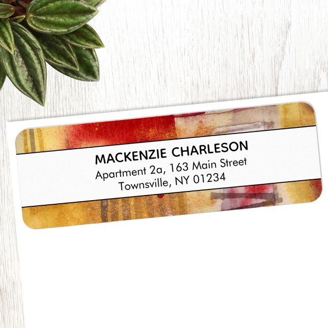 Yellow Watercolor Abstract Geometric (Abstract watercolor return address label)