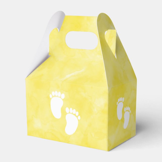 Yellow Watercolor Baby Shower Custom Favour Box (Front Side)