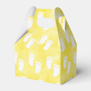 Yellow Watercolor Baby Shower Footprint Pattern Favour Box