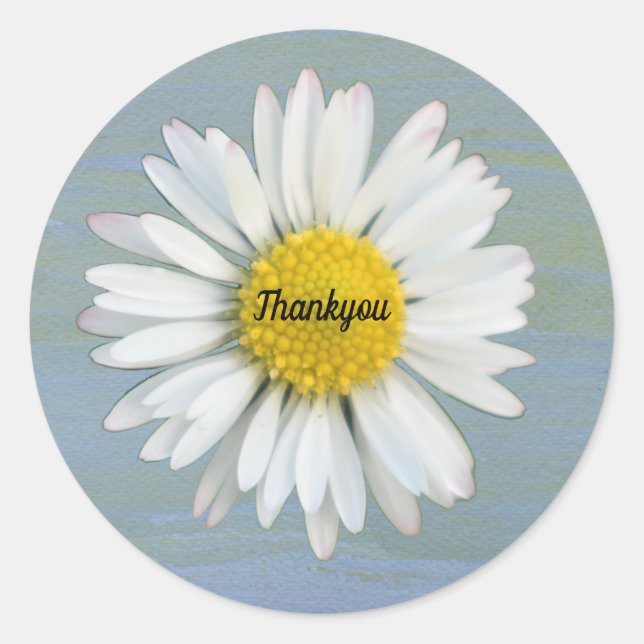 Yellow Watercolor background |Daisy Photo Thankyou Classic Round Sticker (Front)