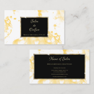 Yellow Watercolor Black Salon Business Card