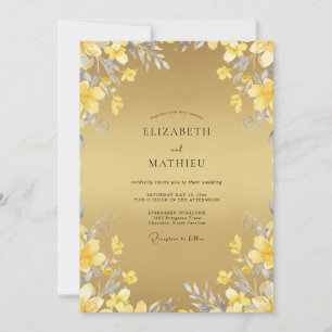 Yellow Watercolor Botanical Wedding Invitation